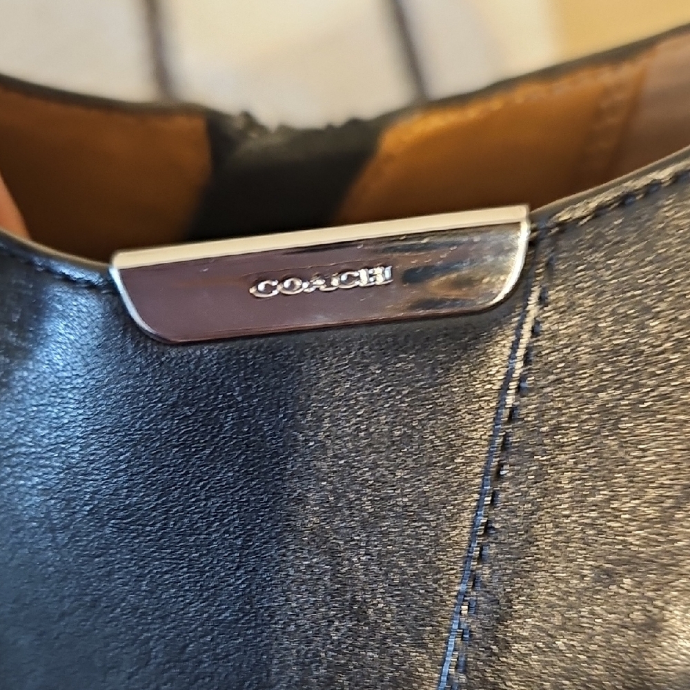 Coach Black Heeled Boots Sleek Leather Design - Picture 3 of 7